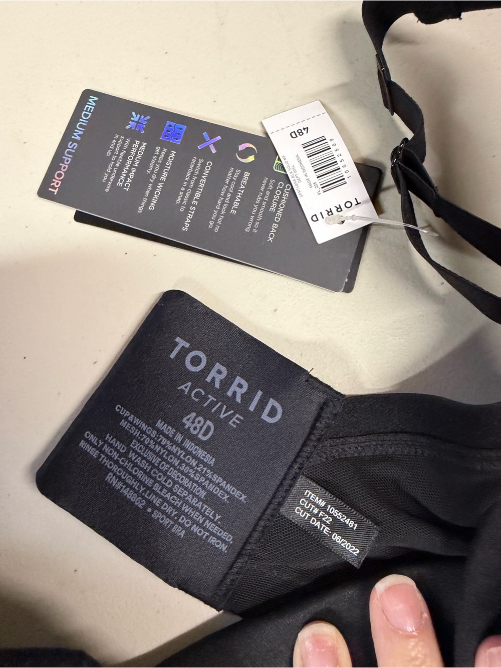 NWT torrid medium support Black Sports Bra 48D - Picture 2 of 7